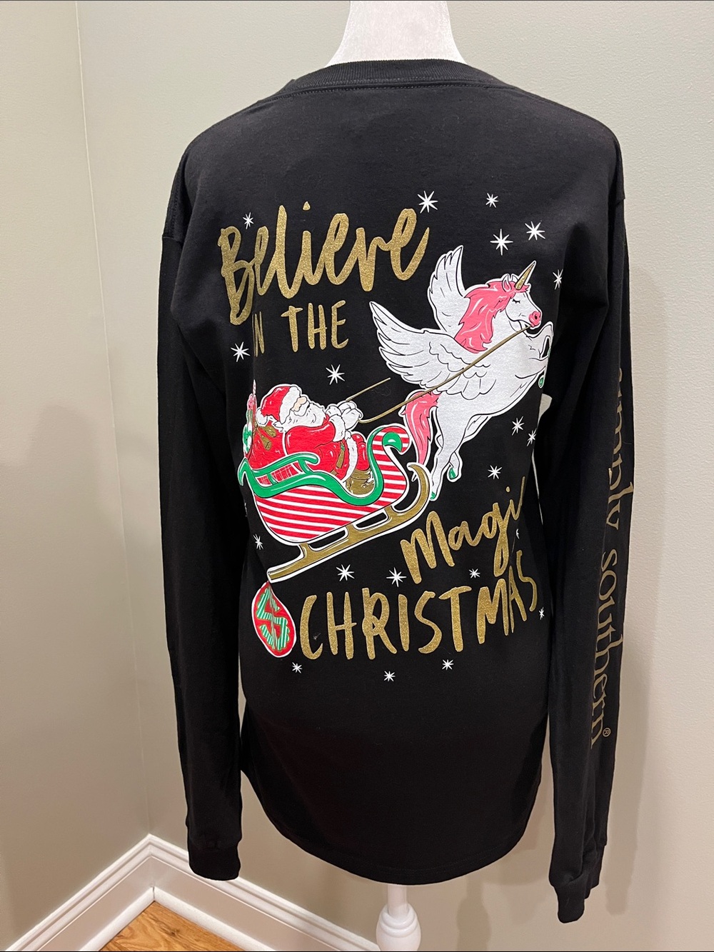Simply Southern Christmas Long Sleeve Graphic Black T Shirt